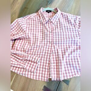Pink and White Casual Button Down Shirt  size Medium long sleeve